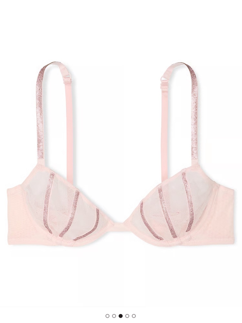 Victoria's Secret Light Pink Sheer Underwire Bra with Ribbon Detail nwt